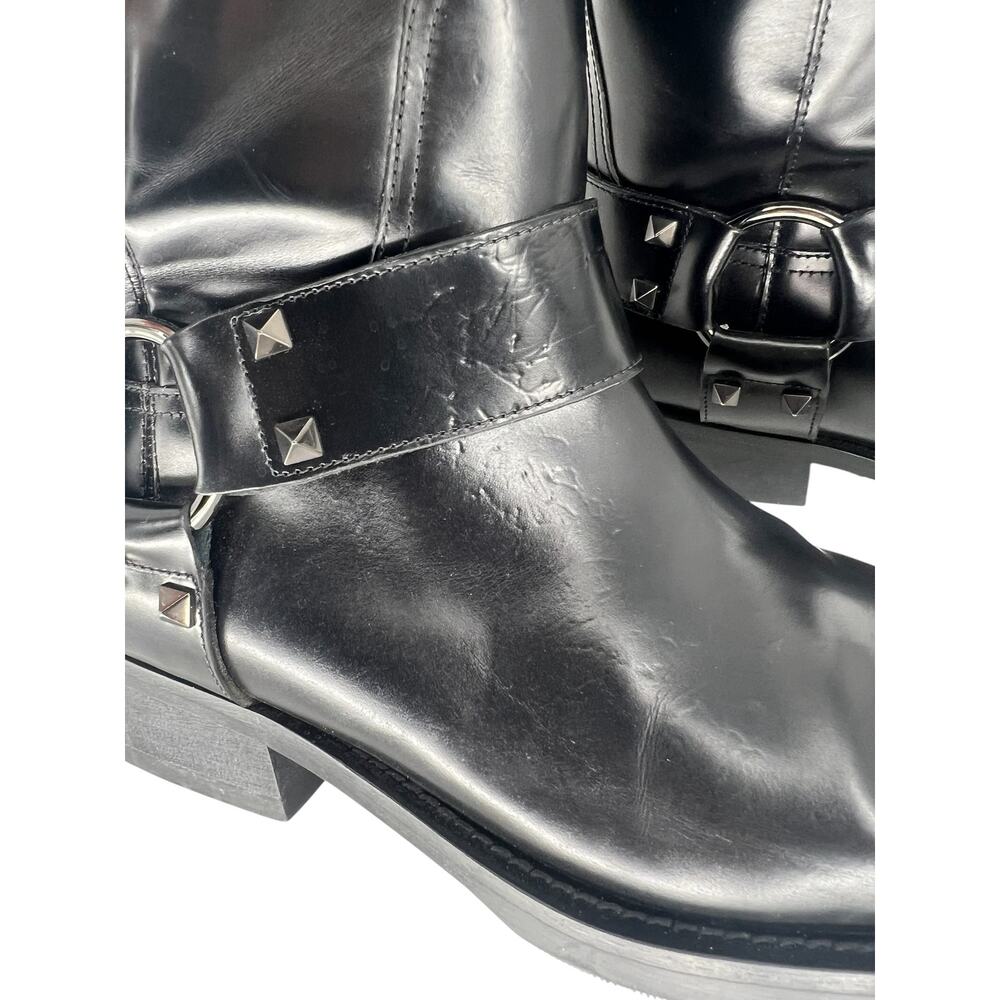 Valentino Garavani Rockstud Calfskin Biker Boots Black 40 - Picture 11 of 16